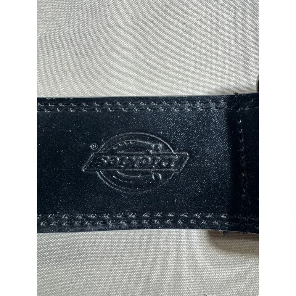 Dickies Mens Black Genuine Leather Belt Silver Buckle Size 3X 50-52 Workwear